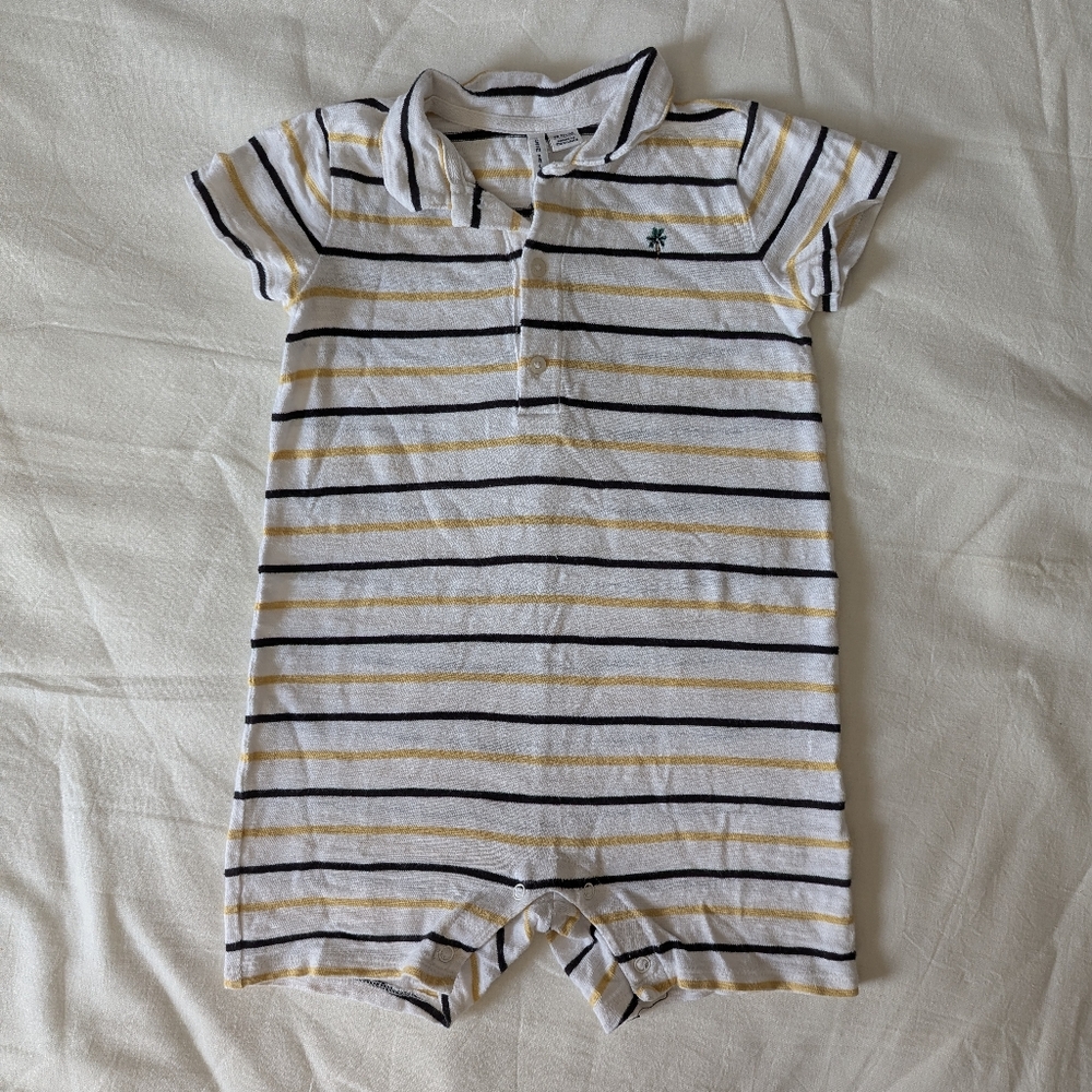 Janie and Jack Yellow Striped Romper
